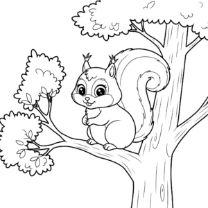coloriage Écureuil dans un arbre à imprimer gratuitement