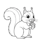 coloriage Écureuil mangeant des noix pour enfants à télécharger