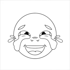 coloriage Emoji Pleure de Rire pour enfants a imprimer