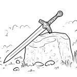 coloriage Épée à imprimer pour enfant de 6 ans