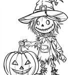 image de coloriage Épouvantail pour enfant