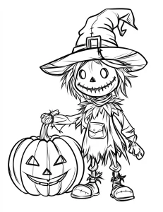 image de coloriage Épouvantail pour enfant