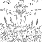 image pour coloriage Épouvantail enfant