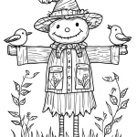 coloriage Épouvantail a colorier en ligne gratuitement