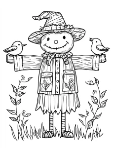 coloriage Épouvantail a colorier en ligne gratuitement