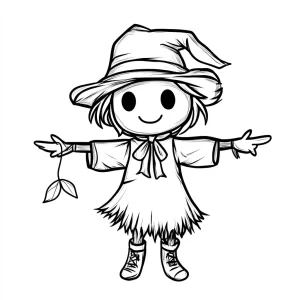 image de coloriage Épouvantail pour enfant