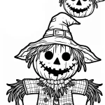image de coloriage Épouvantail pour enfant