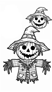 image de coloriage Épouvantail pour enfant