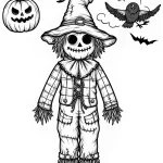 coloriage Épouvantail à imprimer kawaii