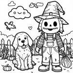coloriage Épouvantail à imprimer pour enfant de 6 ans