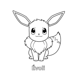 coloriage Évoli avec son nom pour enfant de 3 ans
