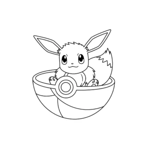 imprimer coloriage Évoli dans une Poké Ball gratuit