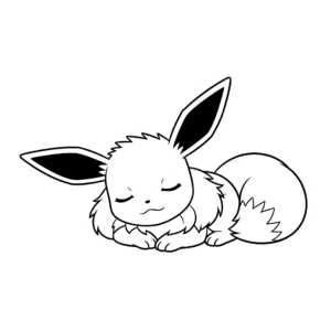coloriage Évoli qui dort à imprimer pour enfant de 6 ans