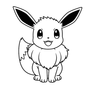 coloriage Évoli souriant et decoupage a imprimer gratuit