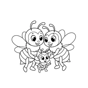 coloriage Famille d’Abeilles pour enfants a imprimer