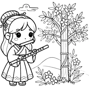 coloriage Flute à imprimer pour enfant de 7 ans