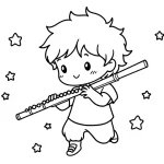 coloriage Flute à imprimer pour enfant de 7 ans