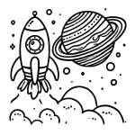 coloriage Fusée et découpage à imprimer