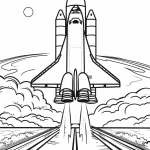 coloriage Fusée à imprimer kawaii