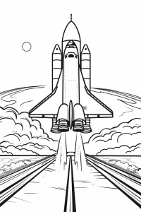 coloriage Fusée à imprimer kawaii