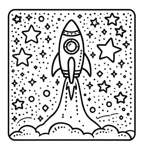 coloriage Fusée et apprentissage
