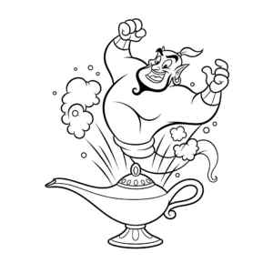 coloriage Génie sortant de la lampe gratuit