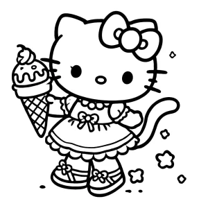 coloriage Hello Kitty à imprimer pour enfant de 12 ans