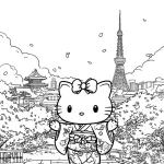 coloriage Hello Kitty et découpage à imprimer