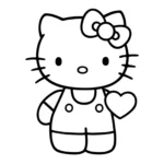 coloriage Hello Kitty et un petit cœur a imprimer pour enfant de 4 ans