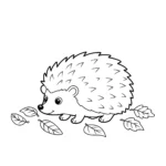 coloriage Hérisson dans les feuilles pour enfants a imprimer