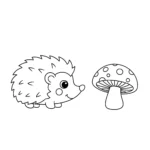 coloriage Hérisson et champignon gratuit a imprimer