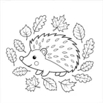 coloriage Hérisson et feuilles d’automne pour enfant de 3 ans