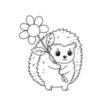coloriage Hérisson et une fleur gratuit en ligne