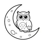 coloriage Hibou dans la lune a dessiner en ligne