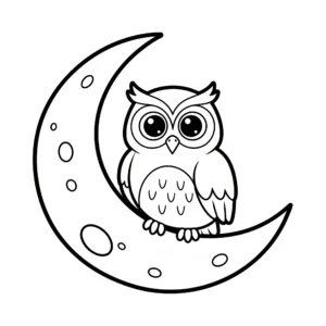 coloriage Hibou dans la lune a dessiner en ligne