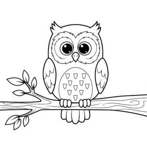 coloriage Hibou perché sur une branche à imprimer pour enfant de 10 ans