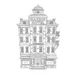 coloriage Hôtel Hazbin (façade simplifiée) gratuit a imprimer
