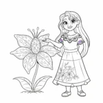 coloriage Isabela et une fleur unique à imprimer gratuitement