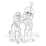 coloriage Jasmine et Rajah a colorier en ligne