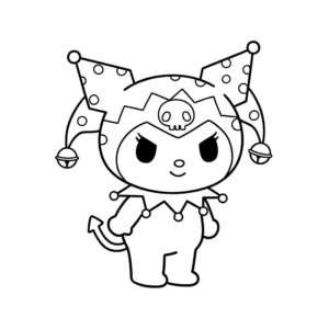 coloriage Kuromi avec son chapeau de bouffon à imprimer gratuitement pdf