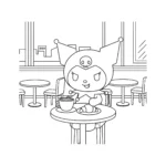 coloriage Kuromi dans un café a imprimer