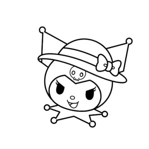 coloriage Kuromi et son chapeau à imprimer pour enfant de 12 ans