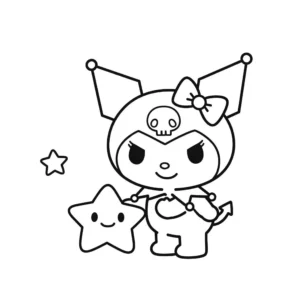 coloriage Kuromi et son étoile et decoupage