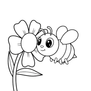 coloriage L’Abeille et sa Fleur educatif pour enfant
