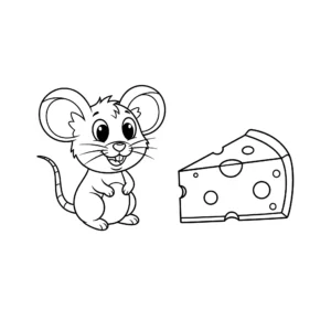 image pour coloriage La Souris et son Fromage enfant