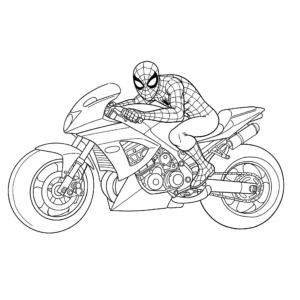 coloriage La moto de Spiderman en action pour enfant gratuit