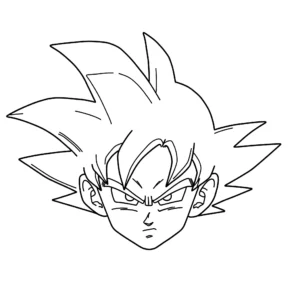 coloriage La tête de Sangoku en mode Super Saiyan pour enfants