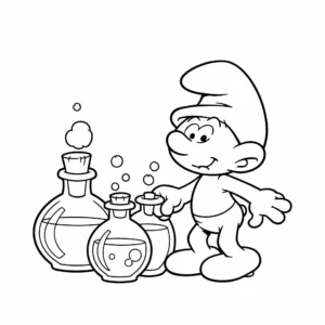 coloriage Le Grand Schtroumpf et ses potions à imprimer pour enfant de 8 ans