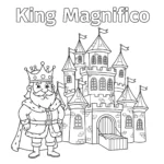 image de coloriage Le roi Magnifico et son château pour enfant