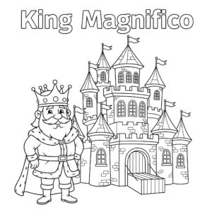 image de coloriage Le roi Magnifico et son château pour enfant